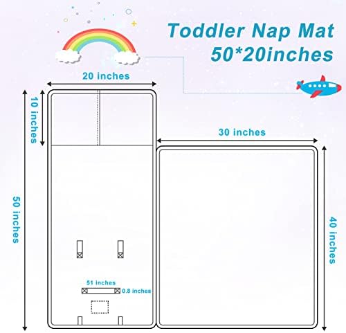 Wowelife toddler nap Mat ružičasto plava, Dječija torba za spavanje sa uklonjivim jastukom, jednorog, auto