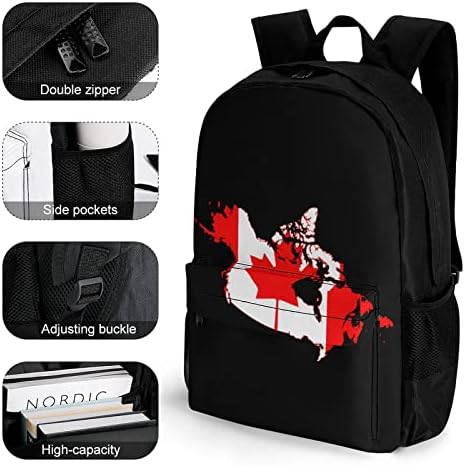 Kanada Zastava karta Travel ruksak estetski koledž Bookbag klasični Daypacks ramena Radna torba za muškarce
