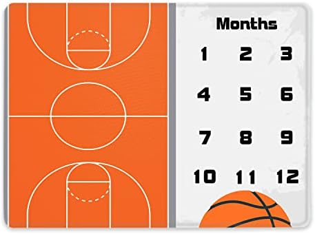 Qicaiyun košarkaški sud za djecu mjesečno prekretne pokrivač za bebe mjesec za bebe za prve godine krug prsten za bebe Kalendar za djecu 48''x48 '' yunbtyc040