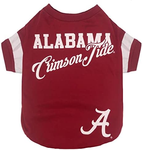 NCAA Alabama Crimson Tide T-SHIRT za pse & mačke, srednji. Nogomet/košarka dog dres za koledž NCAA tim navijača. Novi & amp; ažuriran moderan dizajn pruga, izdržljiv & amp; slatka sportska odjeća za kućne ljubimce TEE SHIRT