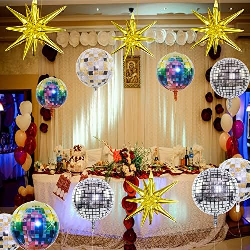 12 kom 22 inčni balloni za disko, 70-ih 80-ih Tema Disco Party Decorations, ogromne zlatne balone od aluminijskih