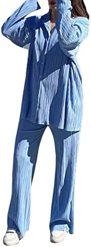 Ženska ležerna odjeća za 2 komada, dugme s dugim rukavima dolje na dne natkrivene majice + set hlača