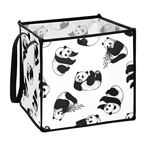Sketch stil Pandas Skladište bin Sklopava igračka za skladištenje košara za pranje rublja Vodootporna rasadnik Smrč sa ručkama za dječje igračke ormarice Dječji dekor za uređenje