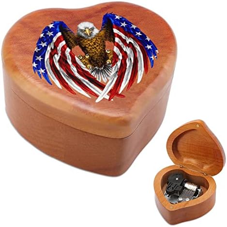 American Eagle USA Flag Wald Eagle Wood Music Box Vintage Musical Box Poklon za Božićni rođendan