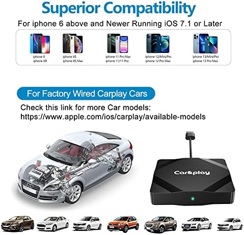 Geohyecc bežični karplay adapter za iPhone, 2023 Najnoviji Apple Carplay bežični dongle za OEM tvorničke karte automobila, ugrađene 5G CHIP i 5.8 GHz WiFi brzine, Automatsko povezivanje Nema kašnjenja online ažuriranja, utikač