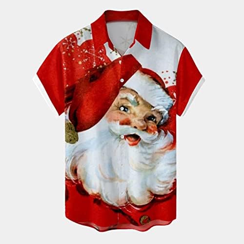 ZDDO božićni gumb dolje majice za muške kratki rukav smiješni Xmas Santa Claus Print casual majica