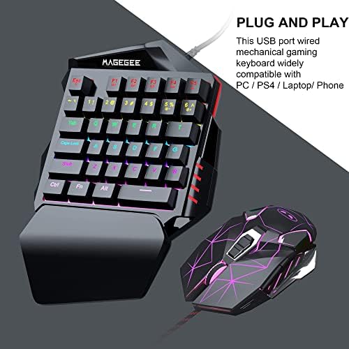 Jednoručna RGB mehanička igračka tastatura i miš kombinacija, 35 tastera prenosiva Mini igračka