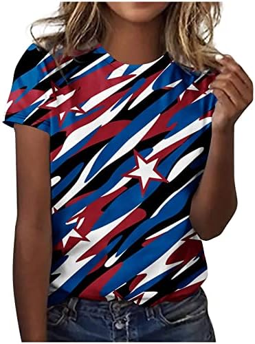 Ženska američka zastava T majica Dan neovisnosti vrhovi kratkih rukava kratka majica kratkih
