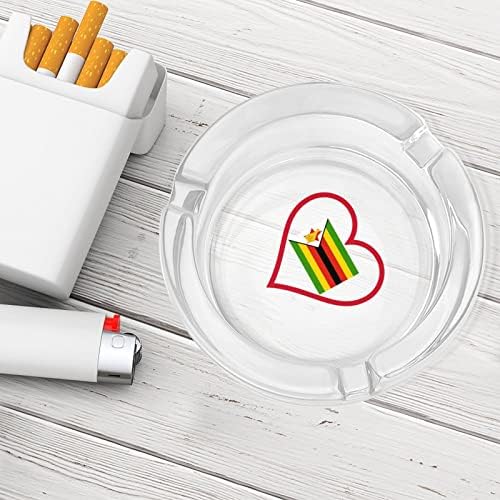 Volim Zimbabve crvene srčane staklene pepeo za cigarete okrugle ladice za pepeo za kućni ured i restorane