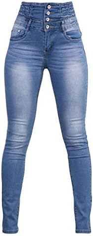 Andongnywell ženske uske farmerke visokog struka rastezljive tanke traper pantalone za podizanje pencil pantalone sa džepovima pantalona