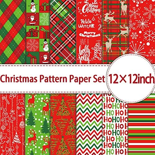 12 'x12' inča božićne jelene snjegovinski odmor Specijalni papir listovi za omotavanje papira 12 dizajnira dvostrani obrtni papir 24pcs