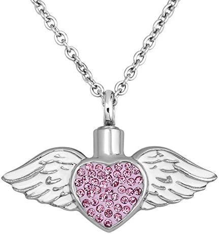 Sexymandala urn ogrlica za pepeo ružičasti cystal anđeo krilo nakit od nehrđajućeg čelika spomen-privjesak sa kompletom za punjenje