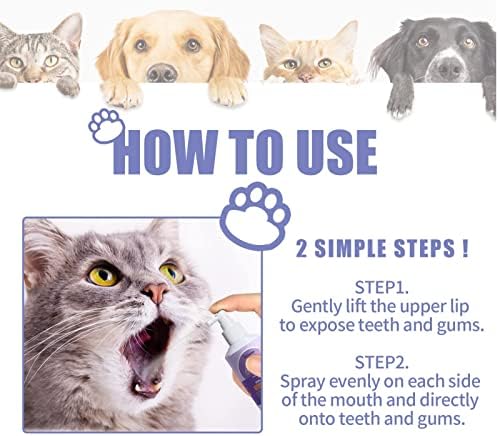 Pet oralni sprej za čišćenje zuba, sprej za čišćenje zuba za pse & mačke, sprej za mačke, osvježivač daha za kućne ljubimce čistač za njegu, Eliminirajte loš zadah