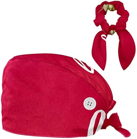 Žene i muške hirurške kape sa lukom za kosu Scrounchy Love Pismo Rose Cvijet crvena pozadina Radni šešir Jedna