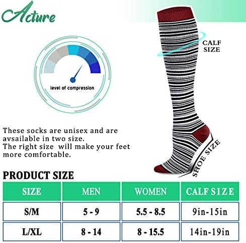 Pokretanje 6 parova Čarapa za kompresiju za muškarce i žene, 15-20mmhg je najbolje za trčanje, atletik, medicinsku, trudnoću, putovanja