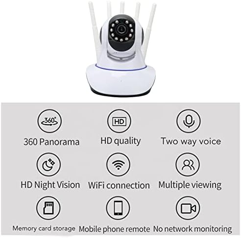 Bežična nadzorna kamera, 360 Panorama WiFi sigurnosna kamera Smart podržava memorijsku memorijsku karticu za dom za ured