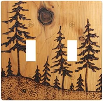 Farmhouse Drvo drvo 2 banda dvostruka preklopna prekidača Poklopac ploče Standardna veličina 4,5 x 4,5 Rustikalna