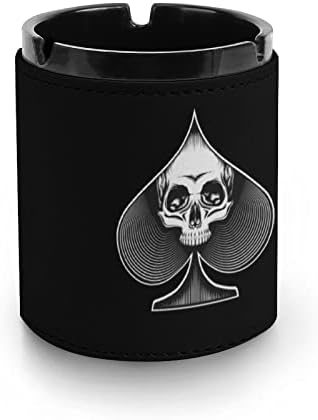 Skull Poker Premium kožna pepeljara okrugla cigarete Desktop ležište pepela za automobil ili vanjsku