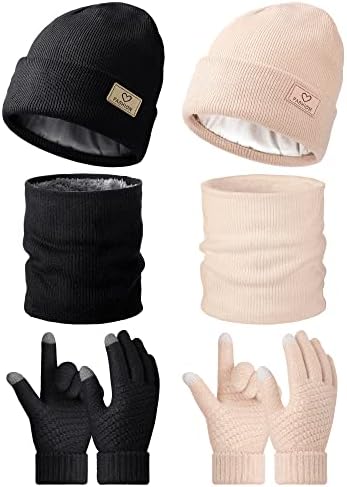 6 komada ženske pletene rukavice šal šalca uključuje satenske obložene zimske beske šešire na dodirnim ekranom