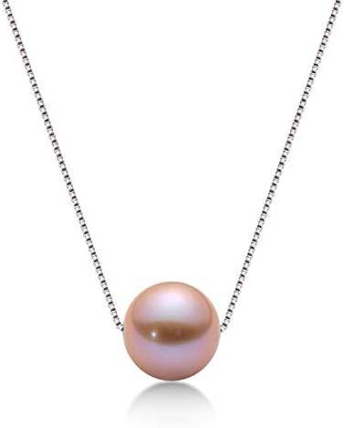 Biserna ogrlica za žene Floating Single Simple Freshwater / Tahitian Pearl privjesak ogrlice sa srebrnim srebrom 18 inčni lanac biserni nakit pokloni za nju 8-9mm-bijela / ružičasta/ljubičasta / crna