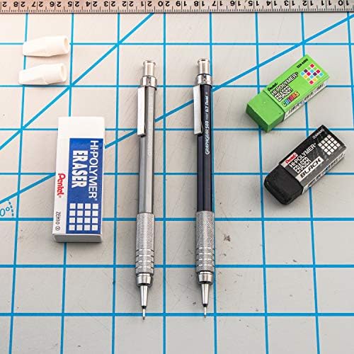 Pentel Graph Gear 500 automatska olovka za crtanje sa olovom i Mini gumicom, 0,5 mm, crna, 1 pakovanje sa olovom i gumicom