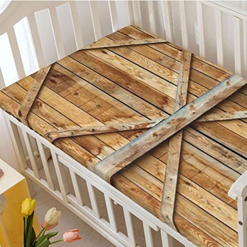 Rustikalne drvene daske sa seoskim kućama ugrađeni mini krevetići, meki i prozračni posteljini - odličan za dječak ili djevojčicu ili vrtiću, smeđe, 38 x24