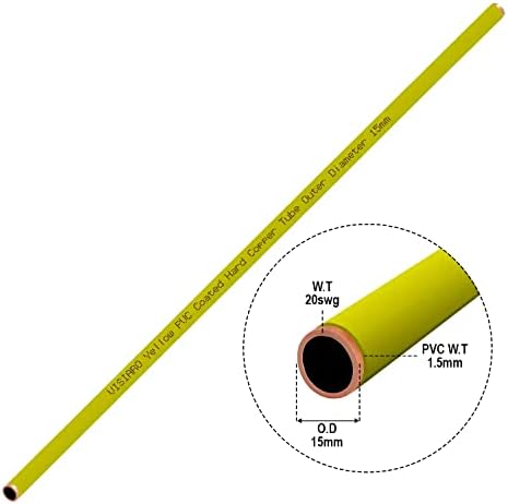 Visiaro žuta PVC tvrda kopna cijev, 1MTR, vanjski dia 15 mm, debljina zida 20 SWG, 1,5 mm PVC premaz,