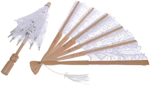 Aboofan Vintage Decor japanski dekor čipka svilena sklopiva ventilator i mini vintage kišobran bambusove ventilatore za fotografiju vjenčanja ili dekor vjenčani dekor vjenčani dekor