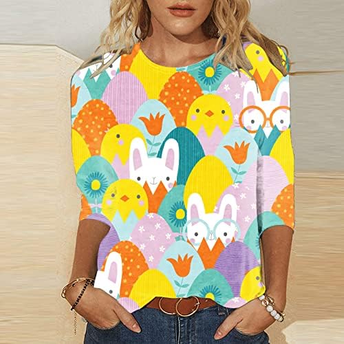 Tee Teen Djevojke 3/4 rukav 2023 pamuk Crewneck grafički Happy Gift Lounge Uskršnja bluza od jaja majica