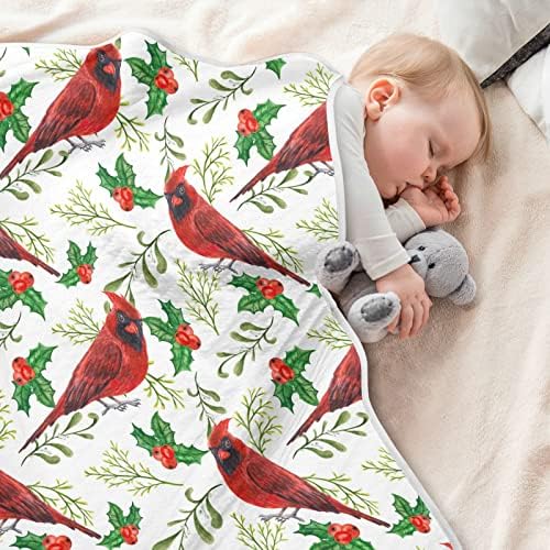Swaddle pokrivač božićni crveni kardinal holly cerebus svjetla pamučna pokrivačica za dojenčad, primanje