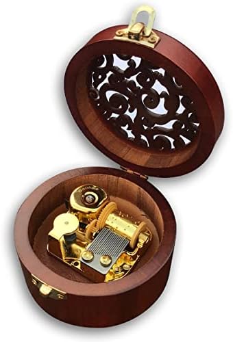 Binkegg igra [Moon River] Drvena kružna izdubljena muzička kutija sa sankyo muzičkim pokretom
