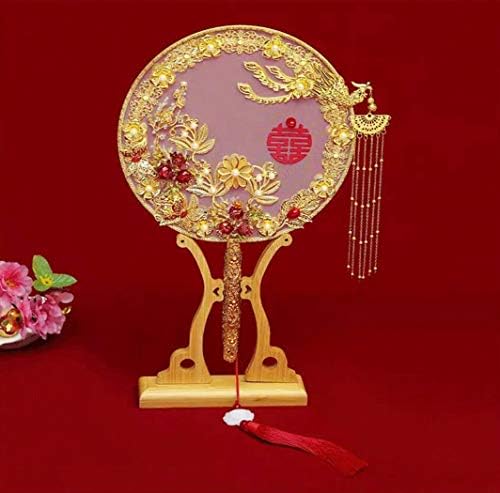 OGGO kineski okrugli ventilatori za žene, mladenka vjenčanica, svilena površina i bambusova ručka sa