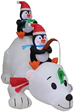Dva Božić Party Dekoracije Bundle, uključuje 6 stopala dugo Božić napuhavanje Penguins ribolov na Polarni medvjed, i 12 stopala dugo Božić napuhavanje Santa Claus na sanke sa 3 sob & poklon torba