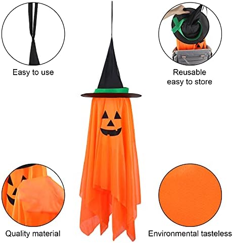 STYYIJ Halloween Dekoracije pojedinačni unaprijed instalirani narandžasti šešir čarobnjaka za bundeve Halloween