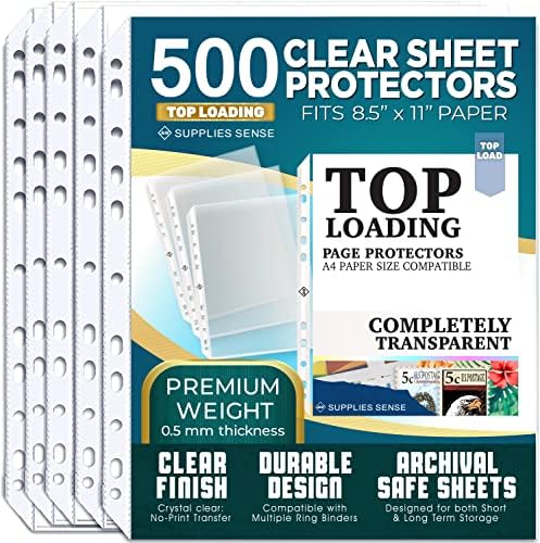 Sheet Protectors za 3 Ring Binder - 500 Premium Clear Plastic page Protectors za 3 Ring Binder-Sleeves 8.5 x 11 za papir & amp; dokumenata