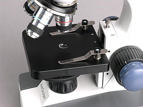 Amscope M150A složeni Monokularni mikroskop, okulari WF10x i WF16x, uvećanje 40x-640x, LED osvjetljenje, svijetlo polje, kondenzator sa jednim sočivom, koaksijalni grubi i fini fokus, obična pozornica, 110v