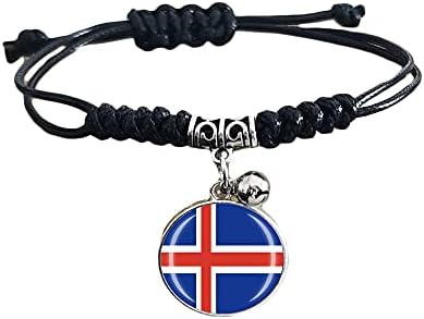 Islandska Zastava pletena narukvica Podesiva najlonska lančana Kristalna narukvica suvenir,modna ručno