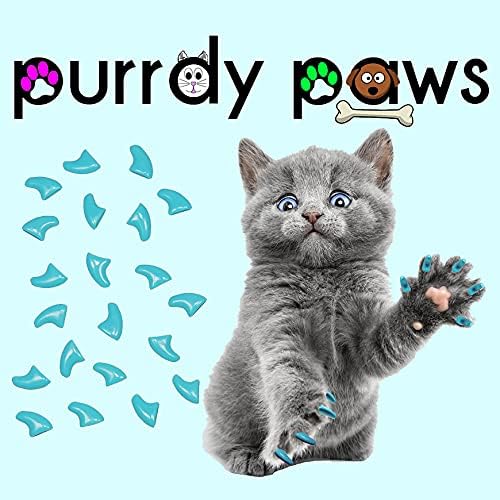 Purrdy Paws 40 pakovanja mekanih kapica za nokte za mačje kandže nebesko plave velike