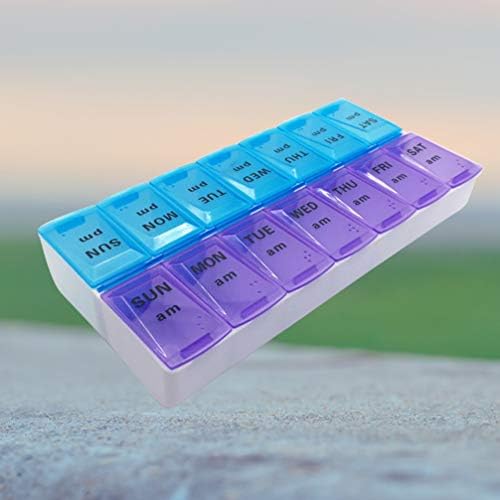 Healifty sedmična kutija za pilule AM PM Organizator pilula 7-dnevni prijenosni džepni dozator za pilule vitaminska futrola za 14 pretinca za pilule dnevna torbica za nošenje lijekova za svakodnevno putovanje
