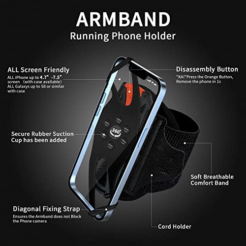 「Optimiziran2023」 Držač telefona za ručni nosač za trčanje, 360 ° Držač za ručni zglob za hodanje za hodanje