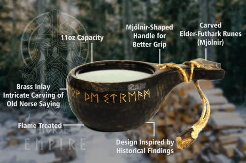 Norse Empire Wooden Kuksa Skandinavska bushcraft Bowl za kampovanje i preživljavanje Viking Inspirirani