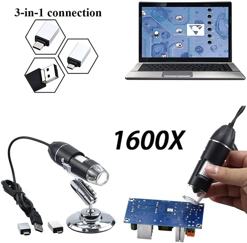 RIYIBH oprema za mikroskop komplet priprema klizača camer 1600X USB digitalni mikroskop 8 LED prijenosni