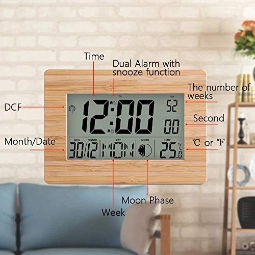 Xjjzs multifunkcionalni LCD digitalni kalendarski dan atomski sat dvostruki alarmni temperaturni satovi