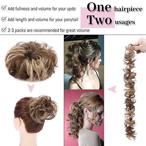 S-noilite Human Hair Messy Bun Hairpieces DIY omotajte Updo Extension prava kosa Balayage 32g kovrčava