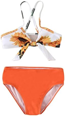 Male Djevojke Bikini Kupaći Kostimi Ljetni Narandžasti Cvijet Suncokret Print Djevojke Dvodijelni