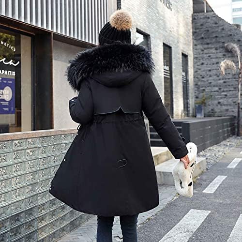 Kaputi za žene, zima topla zadebljana pamučna jakna sa kapuljačom od punog kapuljača s umjetnim kapuljačom