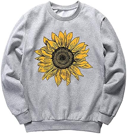 Suncokret duks žene smiješno cvijeće grafičko dugih rukava slatka cvjetna pulover vjera tee vrhovi