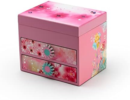 Ružičasta drvena cvjetna tema 18 Napomena Spinning Ballerina muzička kutija - Mnoge pjesme koje treba odabrati - Merry Widow Waltz, The