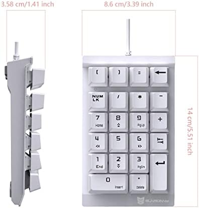 Mehanička Numerička tastatura žičana tastatura 22 tasteri Mini Numpad sa extended Layout Outemu Red Switch by Qisan za bankarstvo, finansijske hartije od vrednosti-Bela