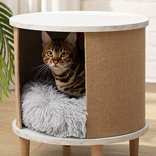 Krajnji stol za Hollypet Cat House, moderan namještaj za mačke za zatvorene mačke, drvena konstrukcija